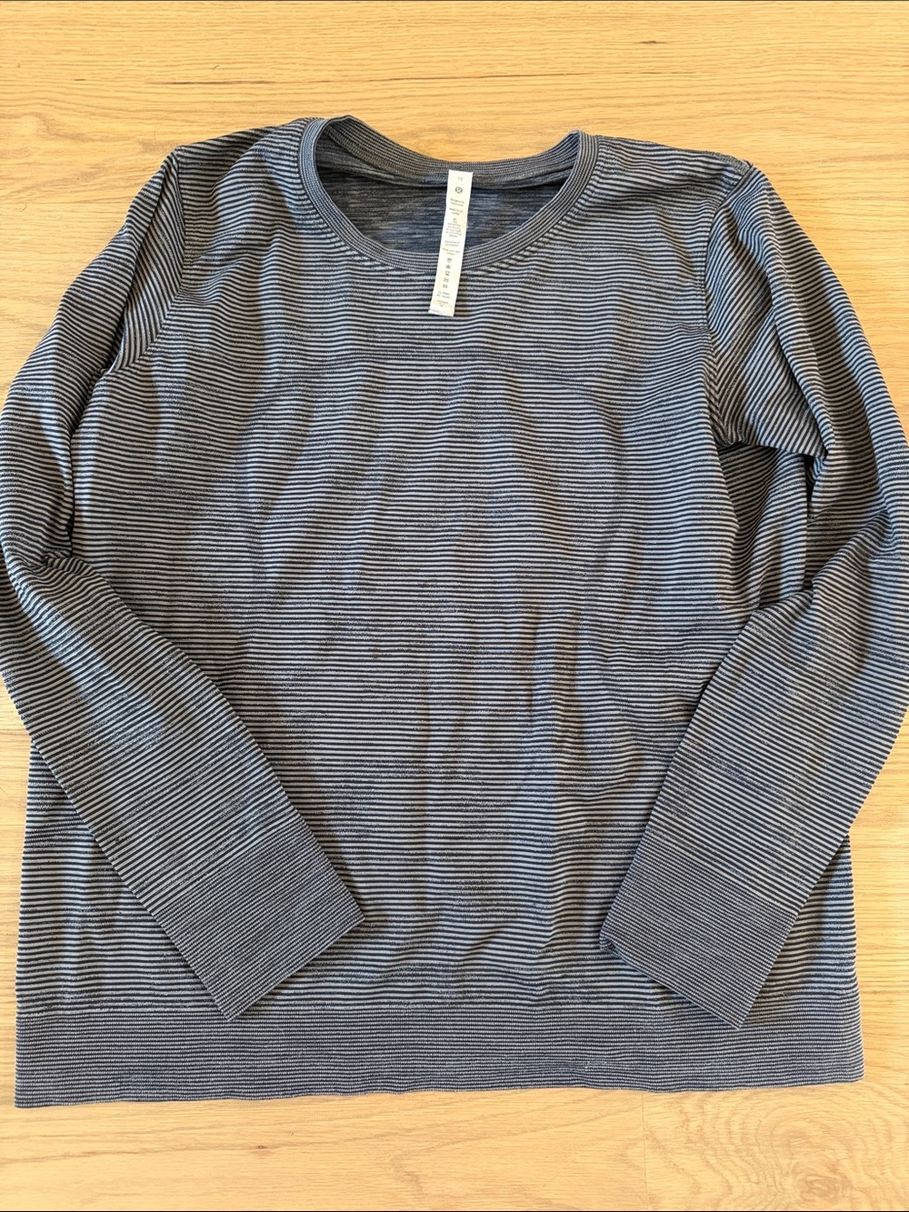 lululemon athletica black and gray Striped Long Sleeve Top